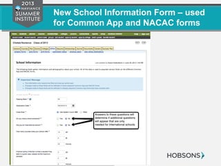 New School Information Form – used
for Common App and NACAC forms
 