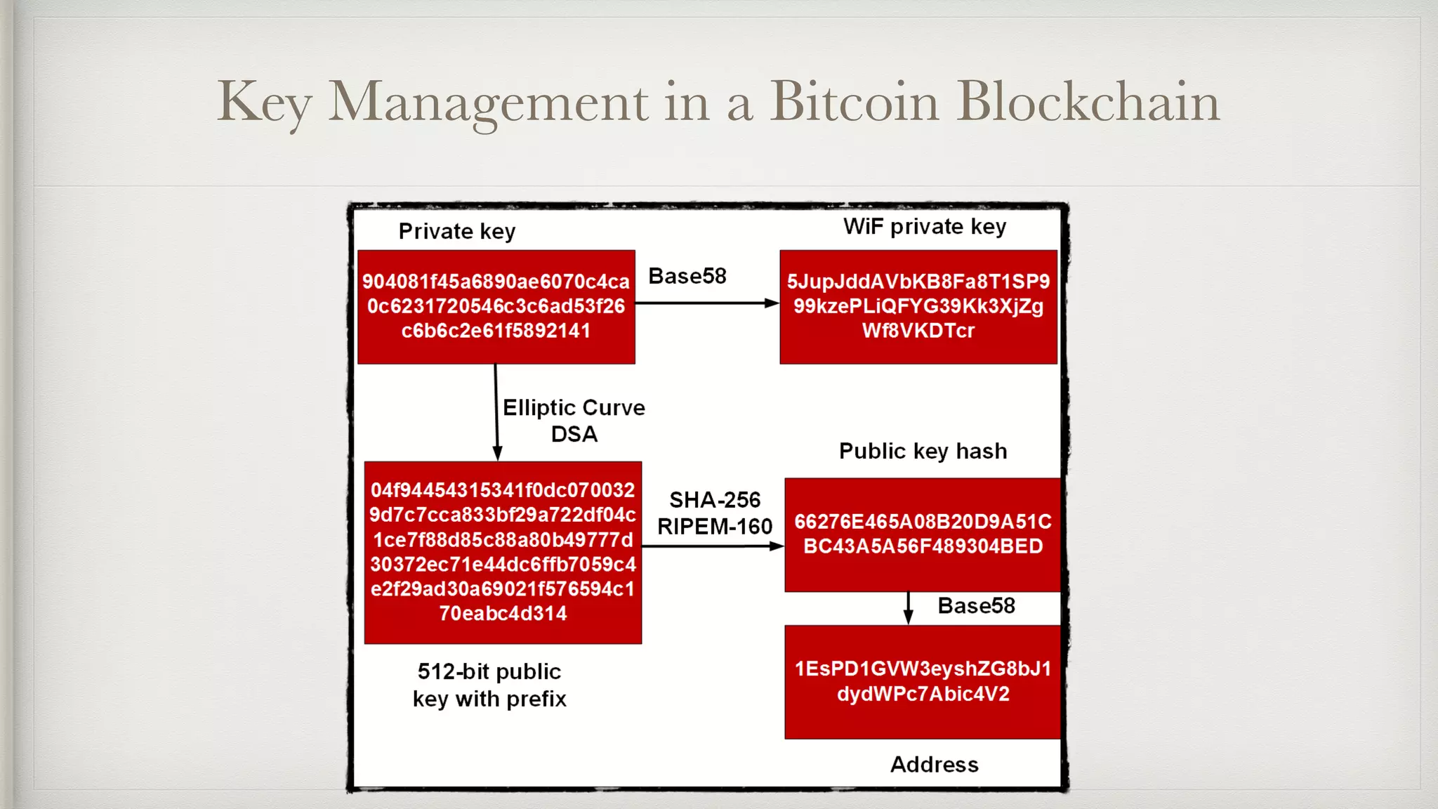 Key Management in a Bitcoin Blockchain
 