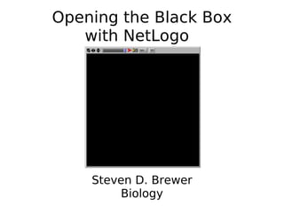 Opening the Black Box with NetLogo  ,[object Object],[object Object]