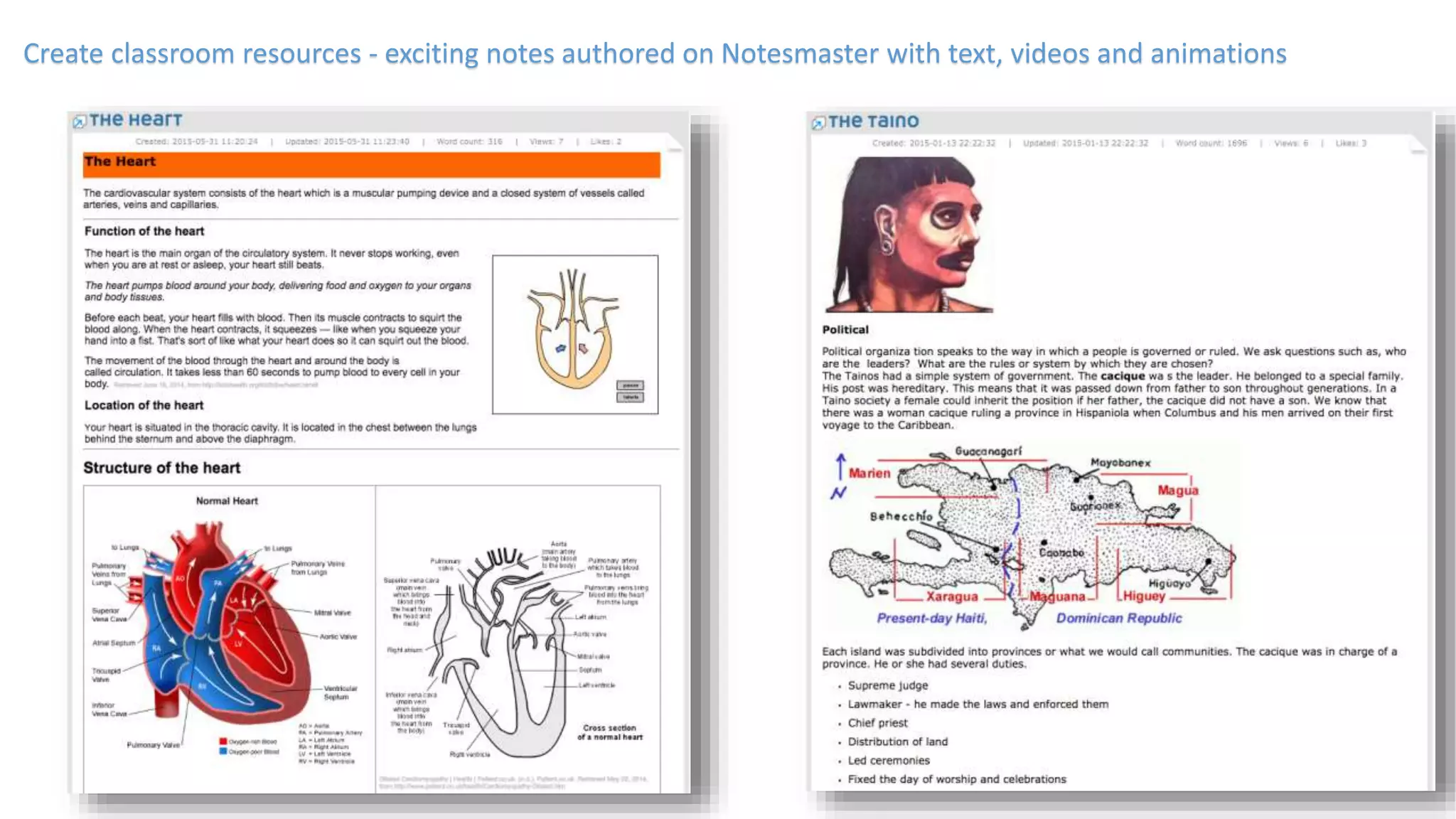 Create classroom resources - exciting notes authored on Notesmaster with text, videos and animations
 