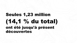 Seules 1,23 million
(14,1 % du total)
ont été jusqu'à présent
découvertes
 