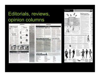 Editorials, reviews,
opinion columns
 