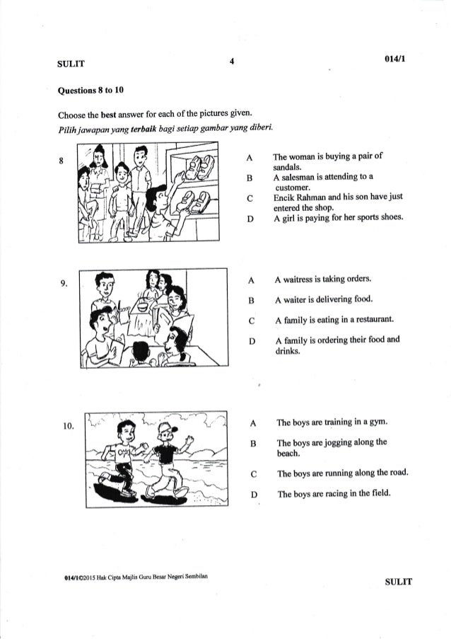 Negeri Sembilan UPSR Trial English Paper 1 2015