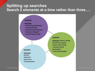 © Middlesex University
Splitting up searches
Search 2 elements at a time rather than three….
Presentation title | 18
 