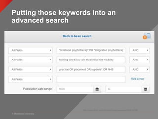 © Middlesex University
Putting those keywords into an
advanced search
http://www.flickr.com/photos/rossjamesparker/89414788/
 