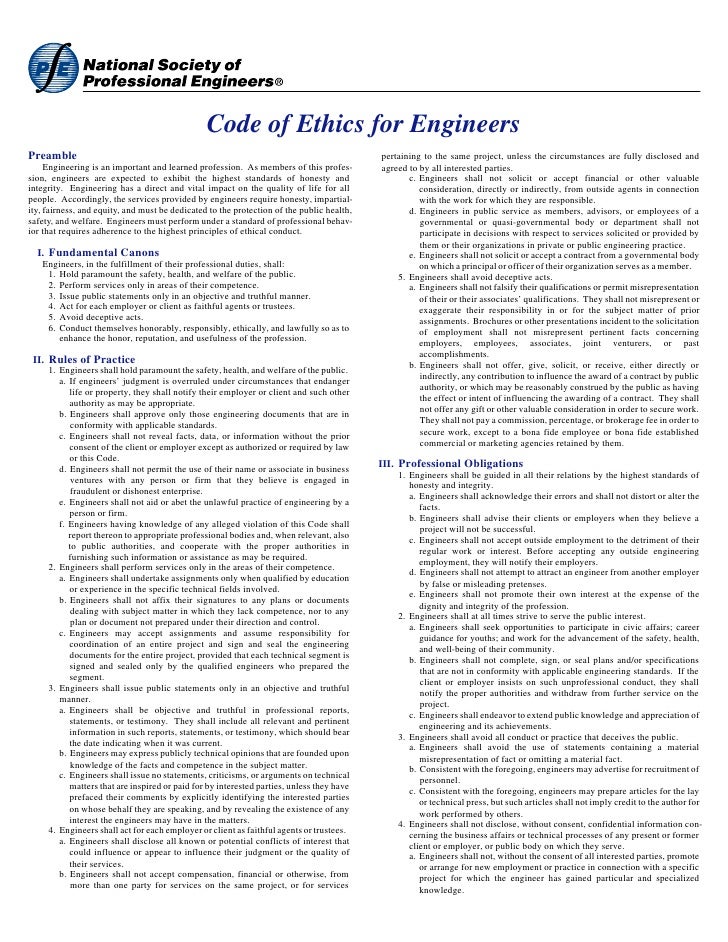 Nspe Codeof Ethics