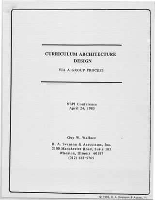 Performance-based Curriculum Architecture Design - 1985 NSPI