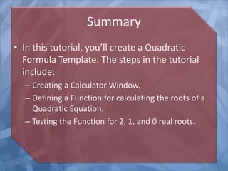 Nspire--iPadAppTutorial--Quadratic Formula Template | PPTX | Physics ...