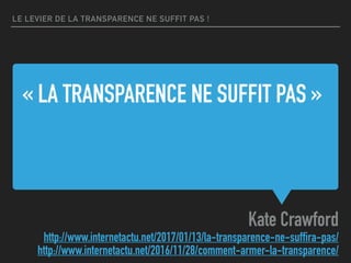 « LA TRANSPARENCE NE SUFFIT PAS »
Kate Crawford 
http://www.internetactu.net/2017/01/13/la-transparence-ne-suffira-pas/
ht...