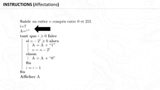 INSTRUCTIONS (Affectations)
 