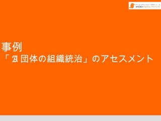 事例
「 A 団体の組織統治」のアセスメント
 