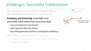 Challenges:	Successful	Collaboration	
 Identifying	how	social	media	can	support	day-to-
day	interaction	between	police	an...