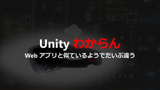 Unity わからん
Web アプリと似ているようでだいぶ違う
 