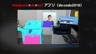 HoloLens×AI×IoT アプリ（de:code2018）
https://youtu.be/4Z4TlKRvHe4
 