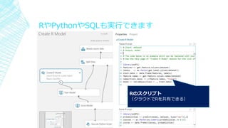 RやPythonやSQLも実行できます
Rのスクリプト
（クラウドでRを共有できる）
 