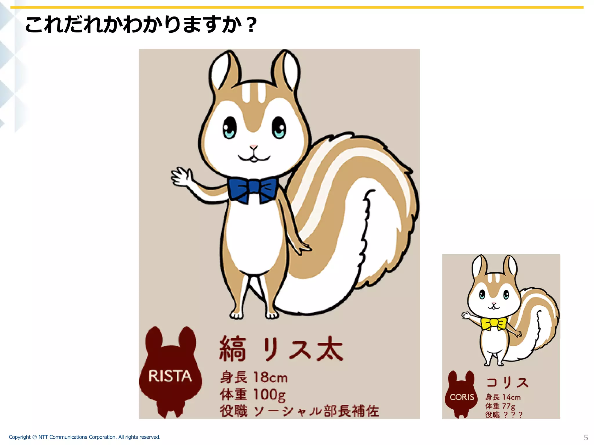 Copyright © NTT Communications Corporation. All rights reserved.
これだれかわかりますか？
5
 