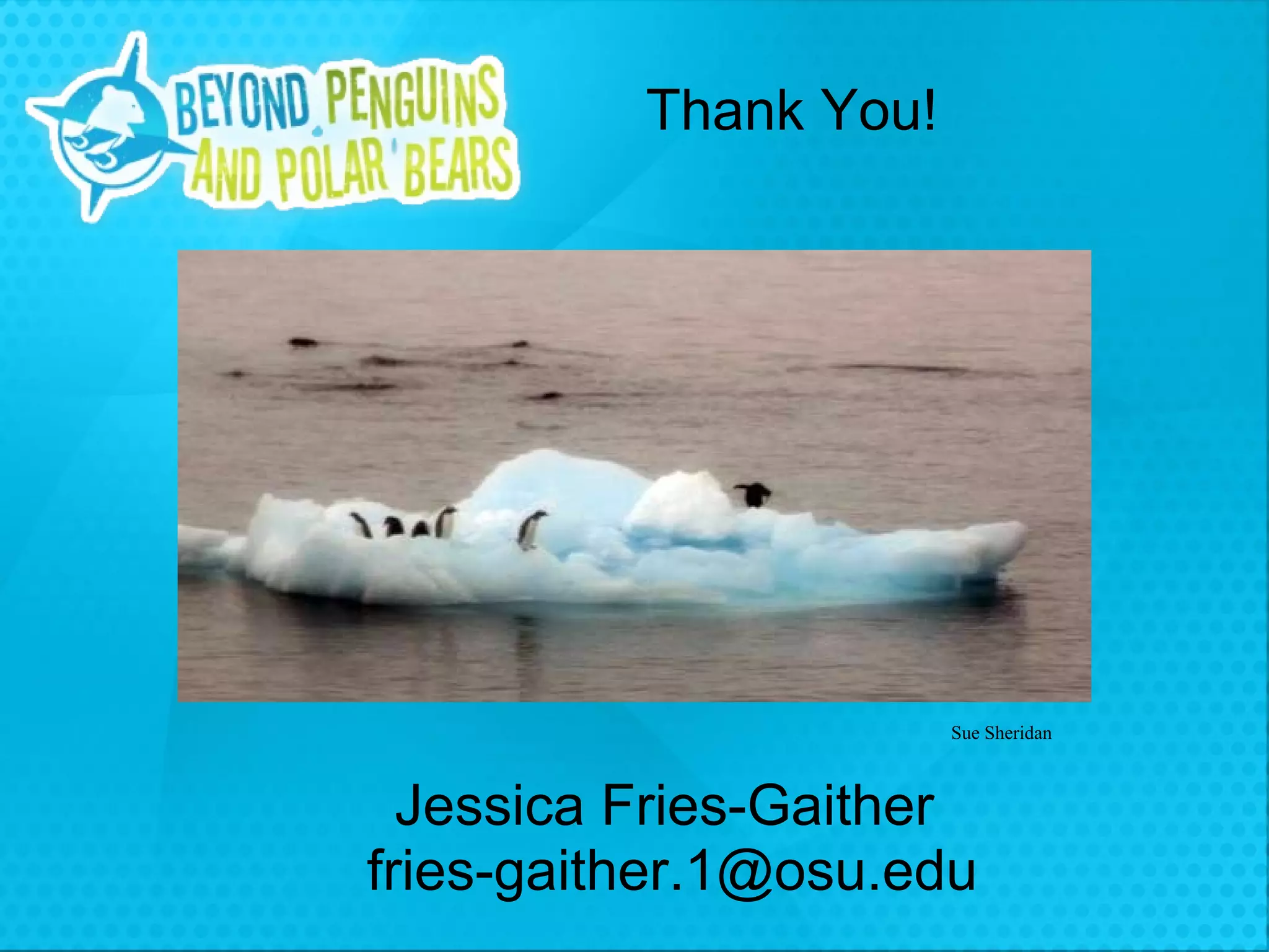 Jessica Fries-Gaither  [email_address] Thank You! Sue Sheridan 