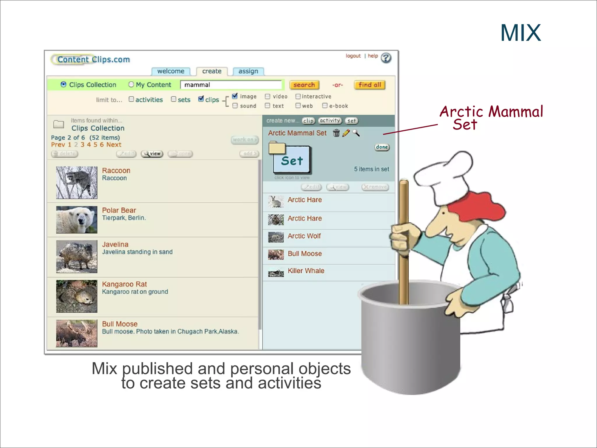 MIX Mix published and personal objects to create sets and activities Arctic Mammal Set  