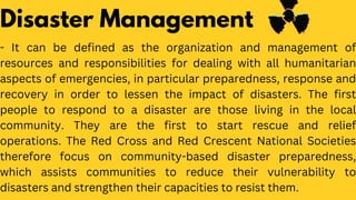 - The primary aims of disaster response are rescue from
immediate danger and stabilization of the physical and emotional
c...
