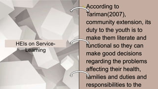 HEIs on Service-
Learning
 