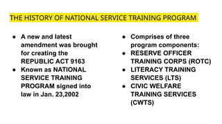 Comprehensive Overview of the National Service Training Program and ...