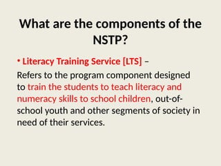 Lts Program national service training program discussion | PPTX
