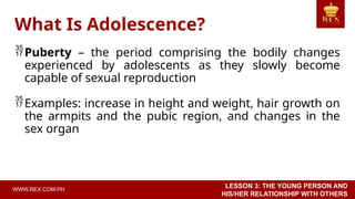 Adolescent Example Lesson 3: person and his/her relationship with the others NSTP 1 | PPTX