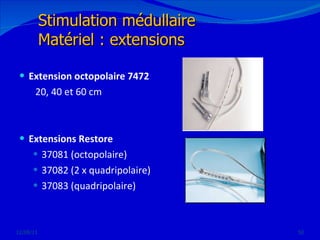 Extension octopolaire 7472 20, 40 et 60 cm Extensions Restore 37081 (octopolaire) 37082 (2 x quadripolaire) 37083 (quadripolaire) 12/08/11 Stimulation médullaire Matériel : extensions 