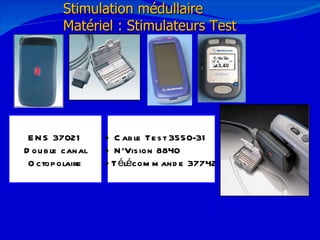 12/08/11 Stimulation médullaire Matériel : Stimulateurs Test ENS 37021 Double canal Octopolaire + Cable Test 3550-31 + N’Vision 8840 +Télécommande 37742 