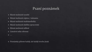 Nástroje na práci s poznámkami v tabletu