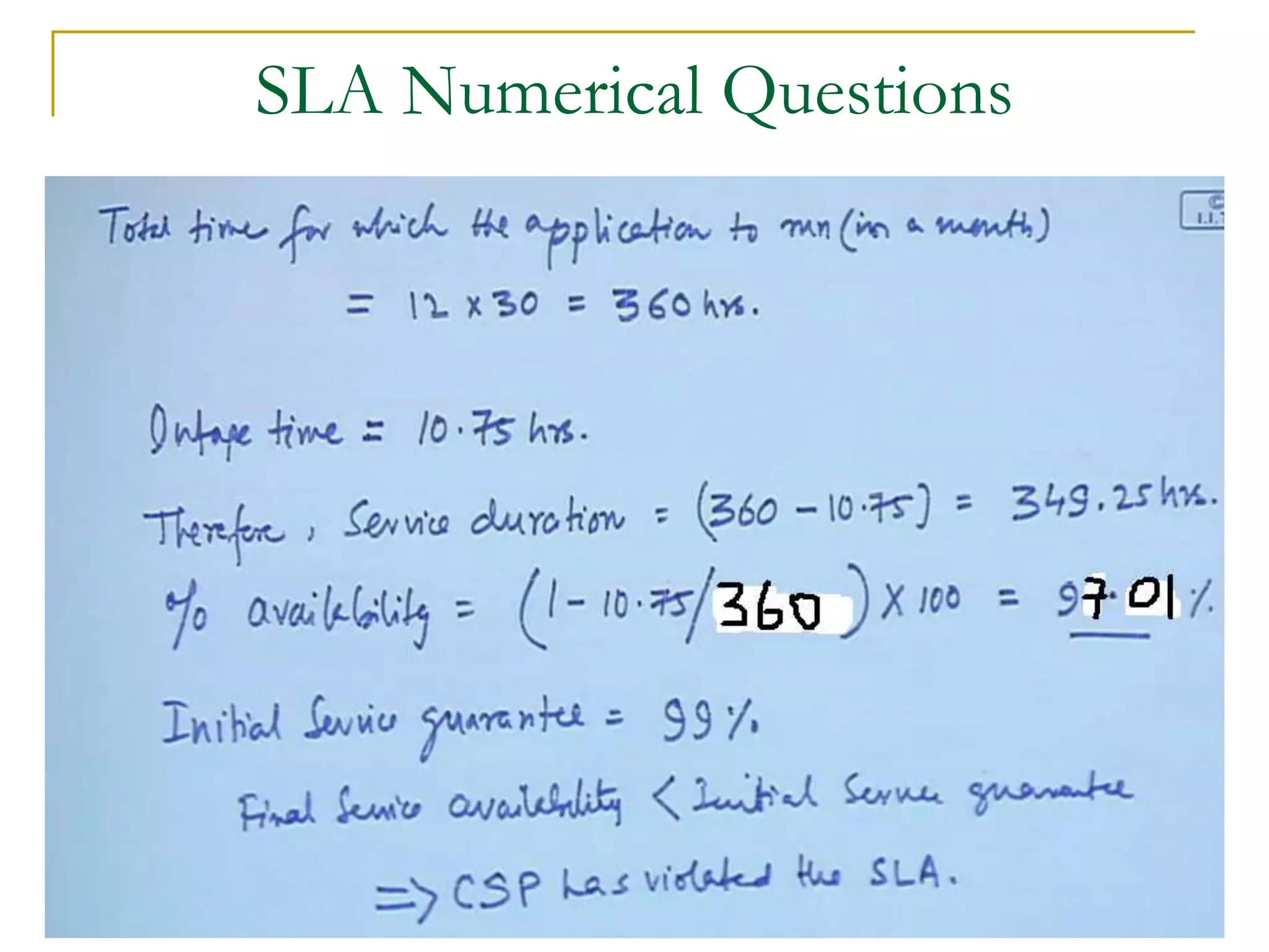 SLA Numerical Questions
 