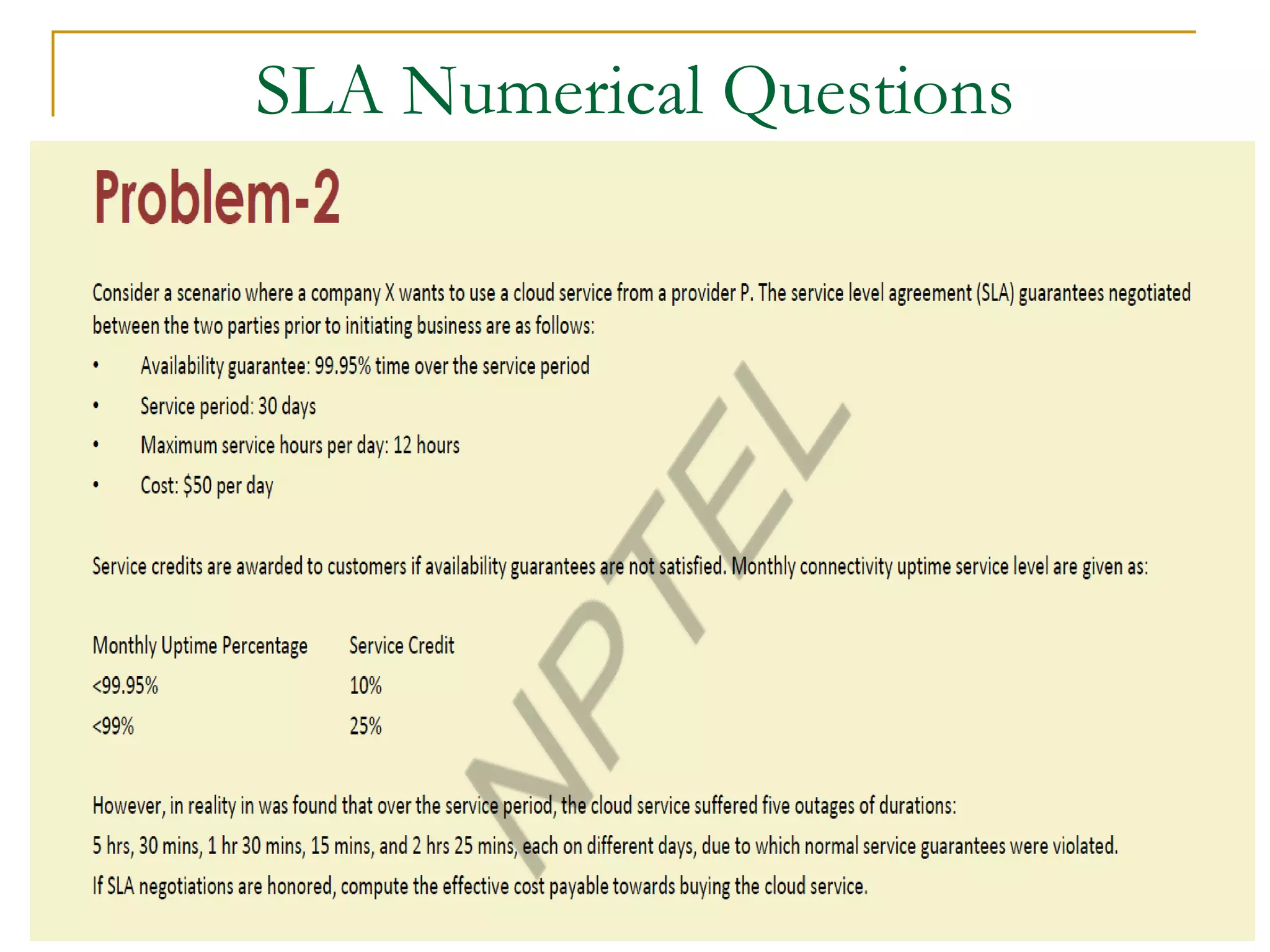 SLA Numerical Questions
 