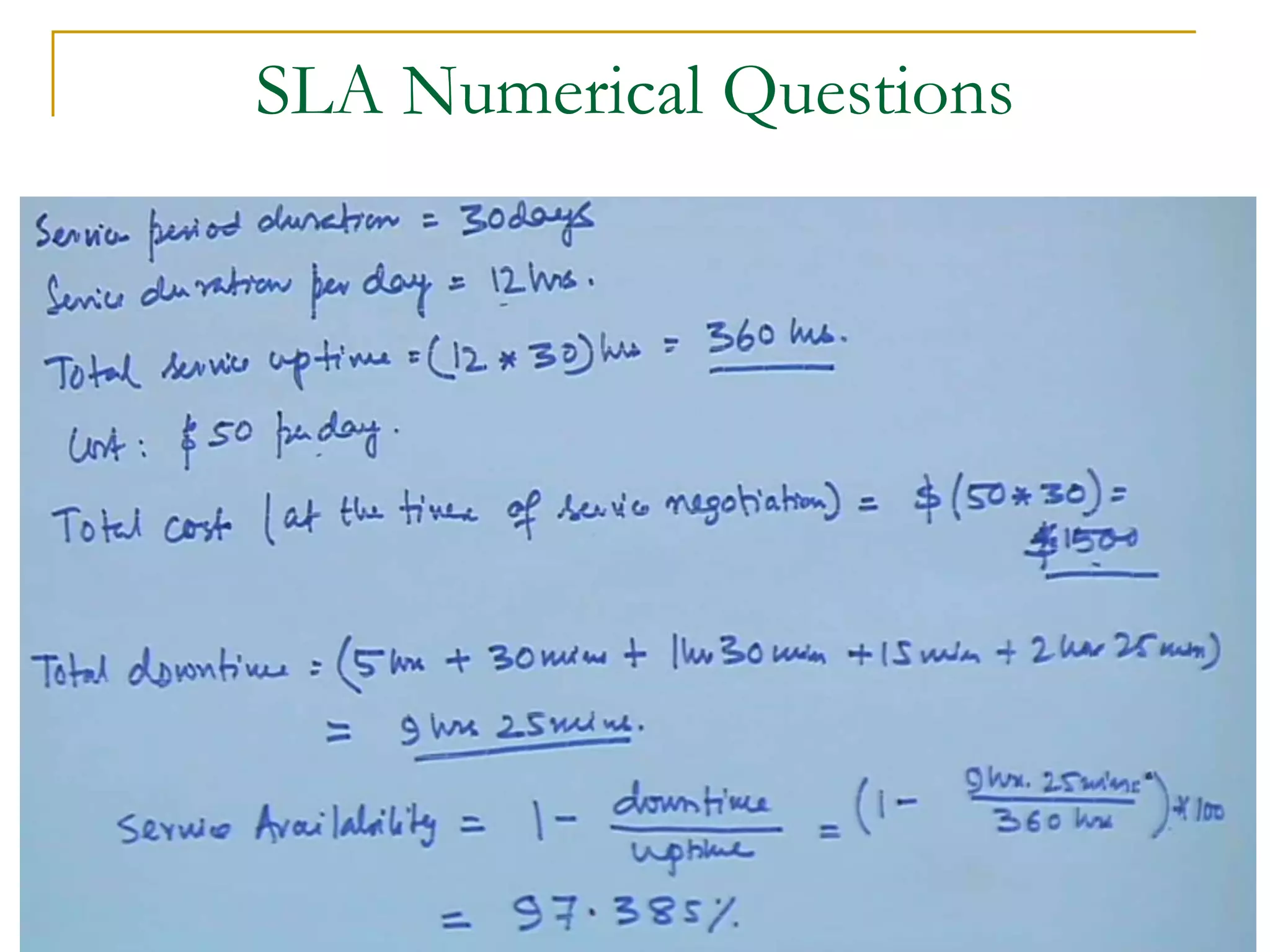 SLA Numerical Questions
 