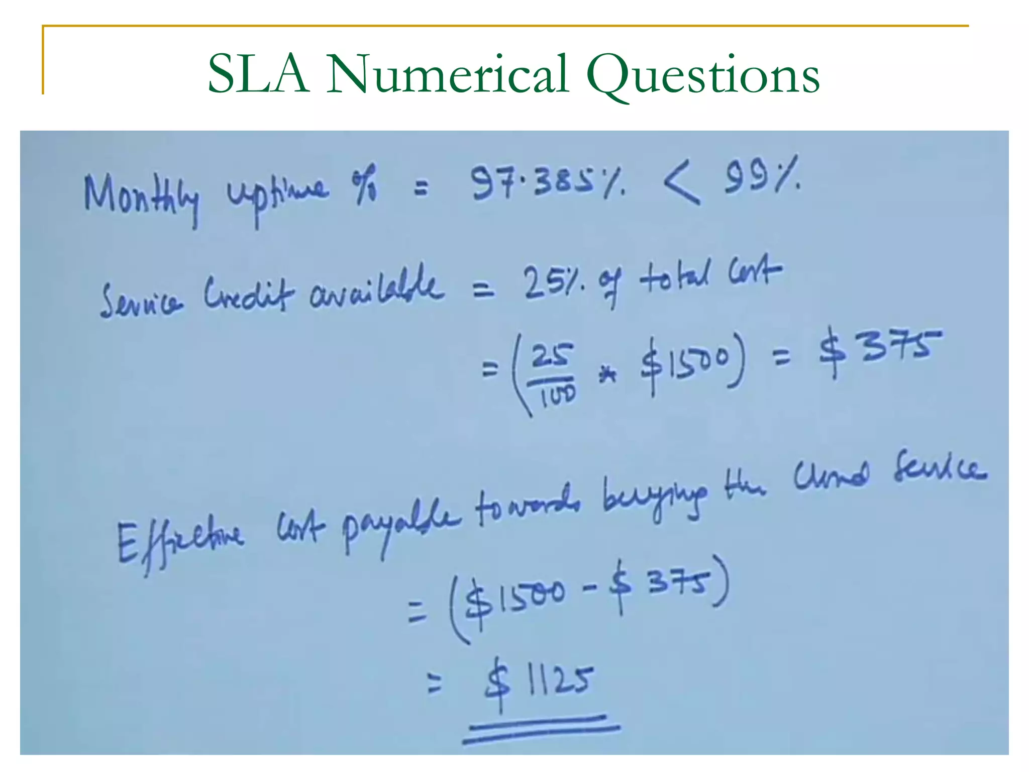SLA Numerical Questions
 