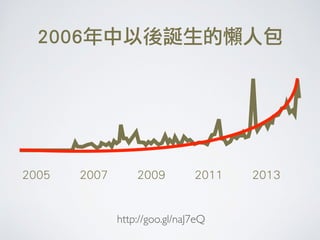 2006年中以後誕生的懶人包
2005 2007 2009 2011 2013
http://goo.gl/naJ7eQ
 