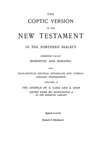 Coptic, Mr. Huntington, Volume II