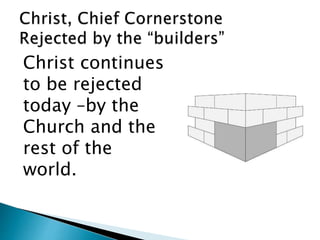 Christ continues
to be rejected
today –by the
Church and the
rest of the
world.
 