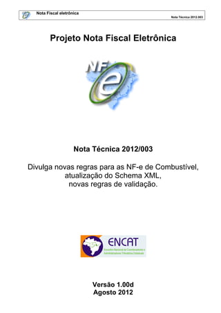 Nota técnica Nfe 2012 003d | PDF