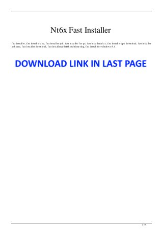 Nt6 Fast Installer Zip File Nt6 Fast Installer Zip File
