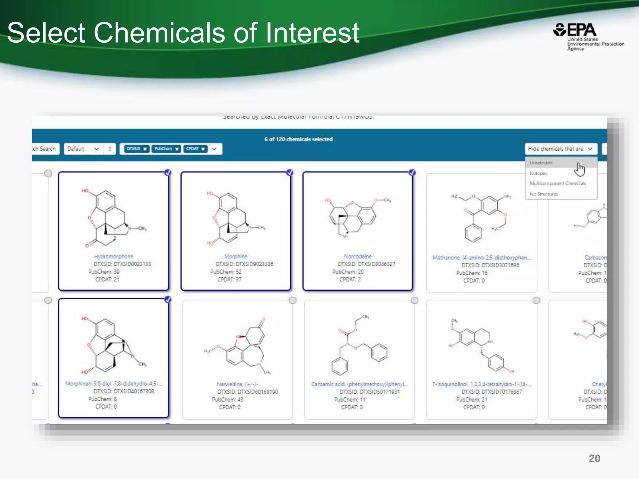Select Chemicals of Interest
20
 