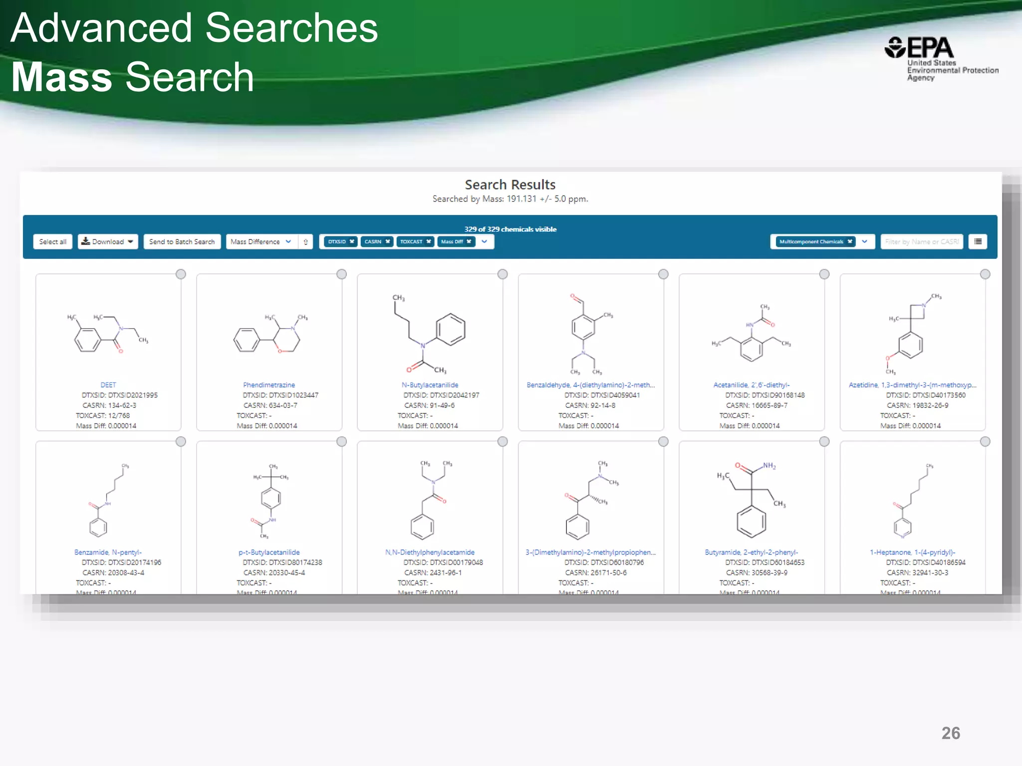 Advanced Searches
Mass Search
26
 