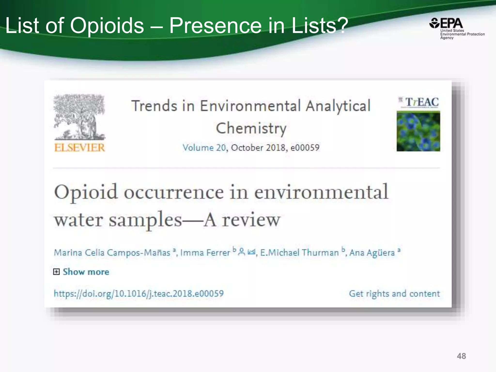 List of Opioids – Presence in Lists?
48
 