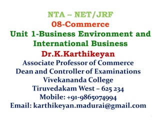 1
Dr.K.Karthikeyan
Associate Professor of Commerce
Dean and Controller of Examinations
Vivekananda College
Tiruvedakam West – 625 234
Mobile: +91-9865074994
Email: karthikeyan.madurai@gmail.com
 