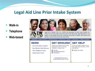Legal Aid Line Prior Intake System Walk-in Telephone Web-based 