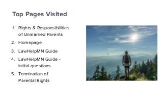 Top Pages Visited
1. Rights & Responsibilities
of Unmarried Parents
2. Homepage
3. LawHelpMN Guide
4. LawHelpMN Guide -
initial questions
5. Termination of
Parental Rights
 