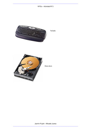 NTICx – Actividad Nº 5




                     Teclado




             Disco duro




Jazmín Puyén – Micaela Juarez
 