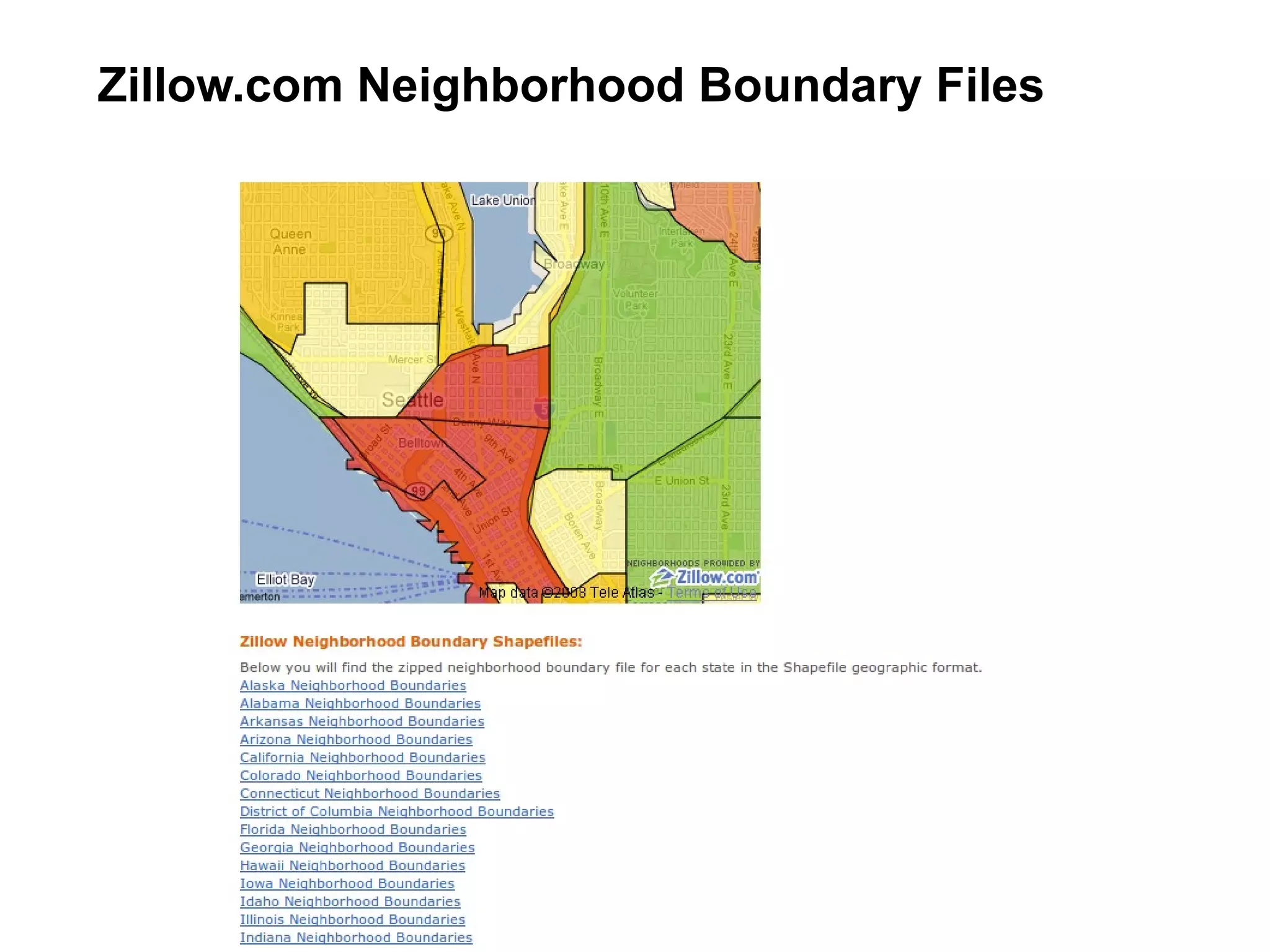 Zillow.com Neighborhood Boundary Files
 