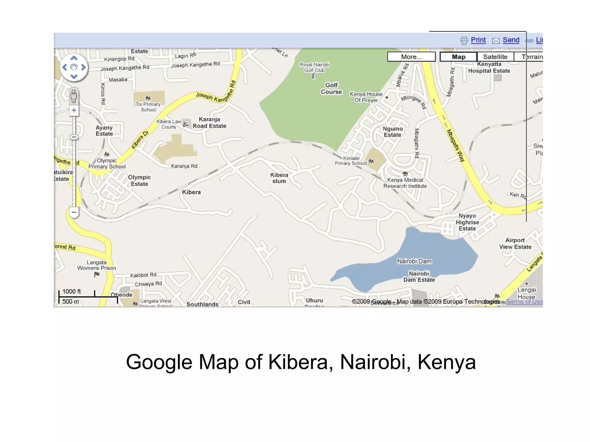 Google Map of Kibera, Nairobi, Kenya
 