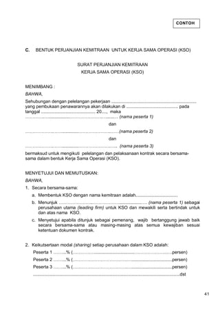 Contoh Kso DAFTAR ISI STANDAR DOKUMEN PENGADAAN PEKERJAAN KONSTRUKSI | PDF