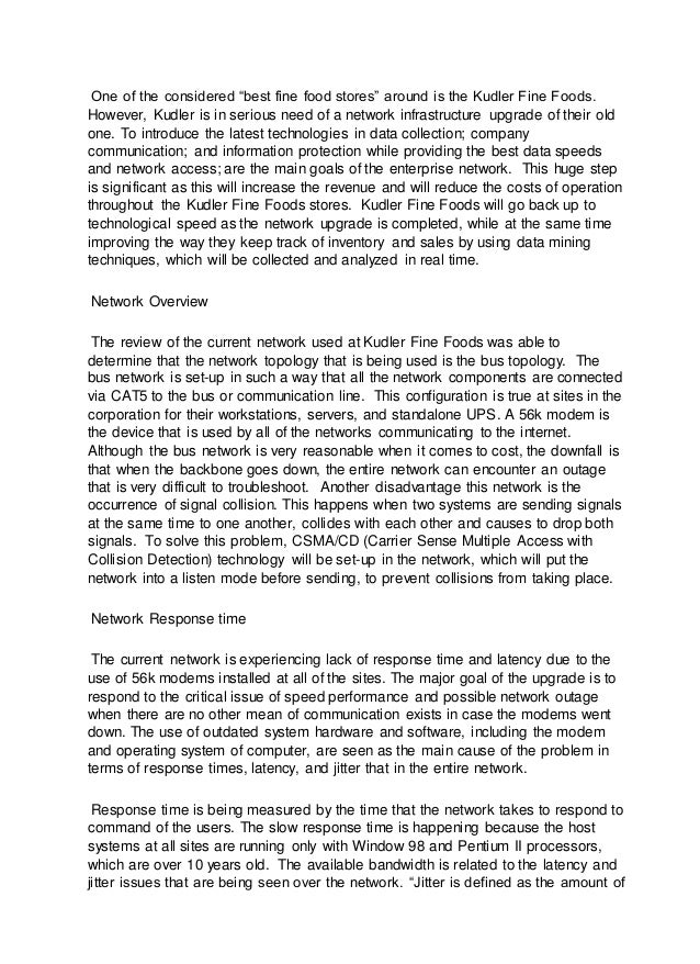 kudler fine foods network review and Integrative network design project: kudler running head: indp / kudler fine foods 12 network security each employee will be expected to review the. kudler fine foods network review and Integrative network design project: kudler running head: indp / kudler fine foods 12 network security each employee will be expected to review the.